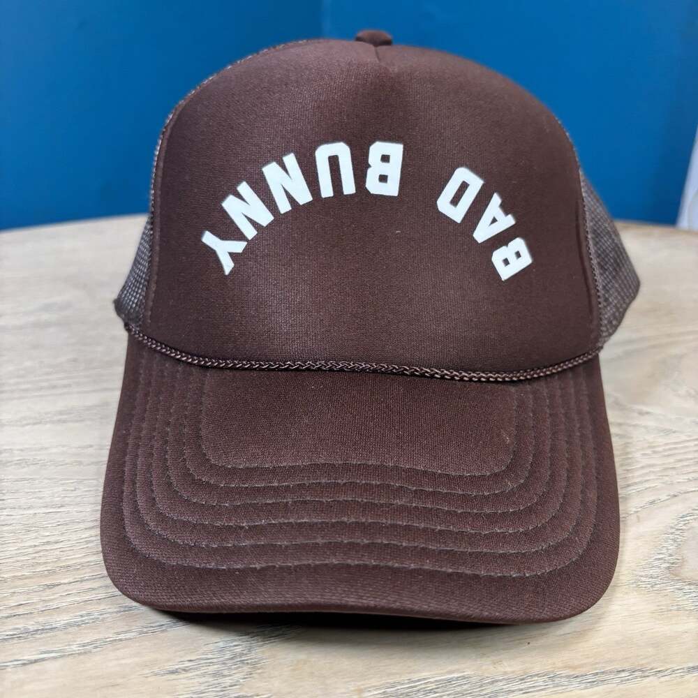 BAD BUNNY Brown Trucker Style Hat Cap Brown Latin Music OTTO Funky